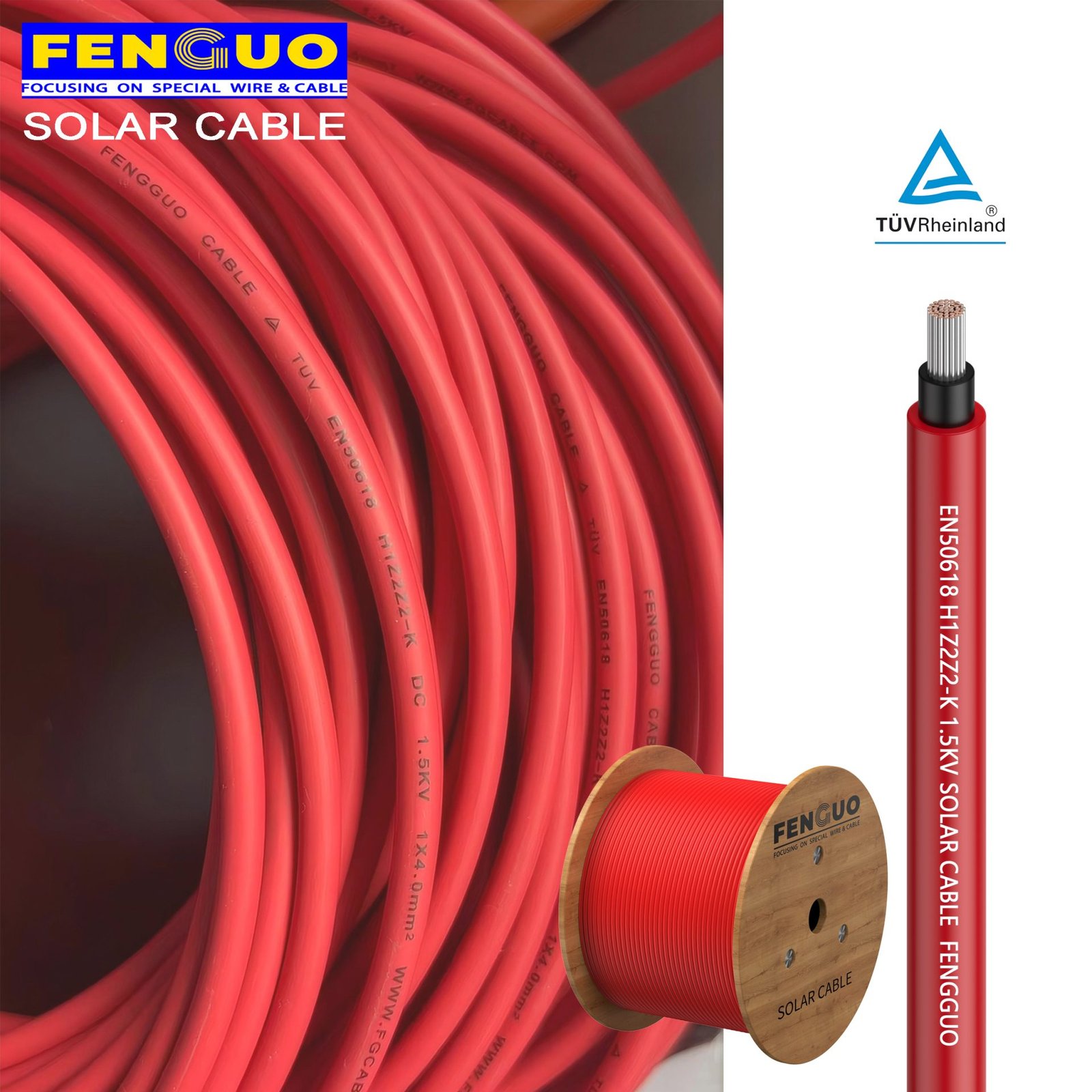 1500V Red Solar Cable Solar DC Wire For Solar Power Plant